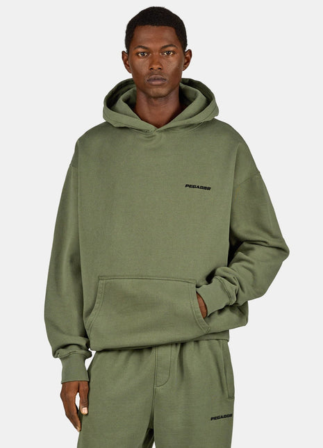 Logo Oversized Hoodie Washed Faded Olive Black Shopverse