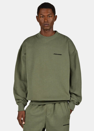 Logo Oversized Sweater Washed Faded Olive Black Shopverse