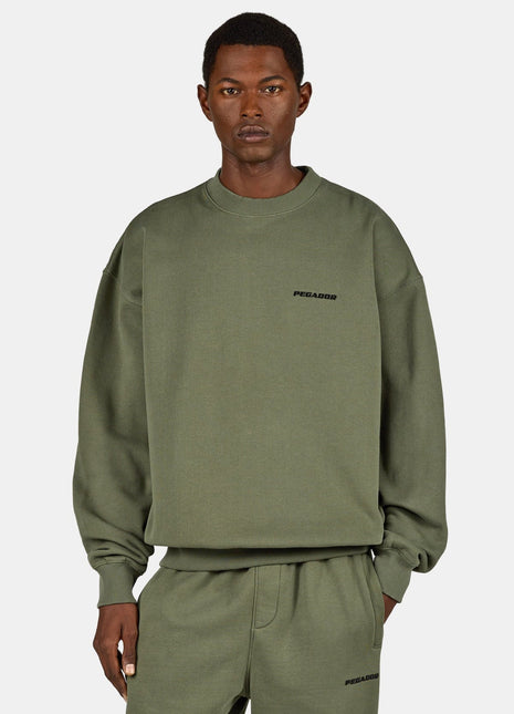 Logo Oversized Sweater Washed Faded Olive Black Shopverse