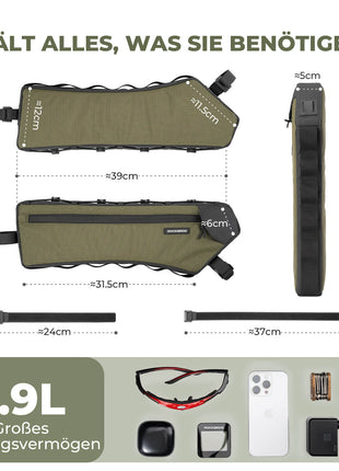 ROCKBROS Fahrrad Rahmentasche Dreiecktasche 1.9L Ultradünn & Schnellzugriff Shopverse