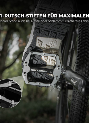 ROCKBROS Pedale mit Anti-Rutsch-Stiften - Breite Plattform & Chrom-Molybdän-Achse Shopverse