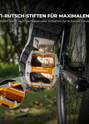 ROCKBROS Pedale mit Anti-Rutsch-Stiften - Breite Plattform & Chrom-Molybdän-Achse Shopverse