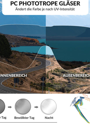 ROCKBROS Fahrradbrille Selbsttönend für Damen & Herren mit UV400 Schutz Shopverse