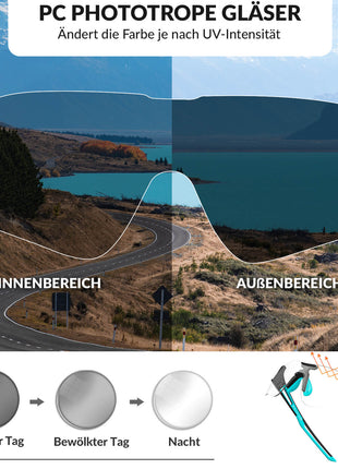 ROCKBROS Fahrradbrille Selbsttönend für Damen & Herren mit UV400 Schutz Shopverse