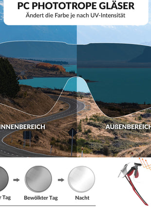 ROCKBROS Fahrradbrille Selbsttönend für Damen & Herren mit UV400 Schutz Shopverse