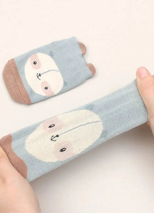 6 Pairs Kids Cotton Socks Non-slip Boys and Girls Cute Cartoon Animal Patterned Comfy Breathable Baby Floor Socks Stone's Store