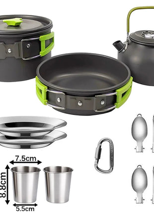 Camping Cooking Set - Outdoor Cookware & Picnic Tableware | Non-Stick Pots & Teapot Stone's Store