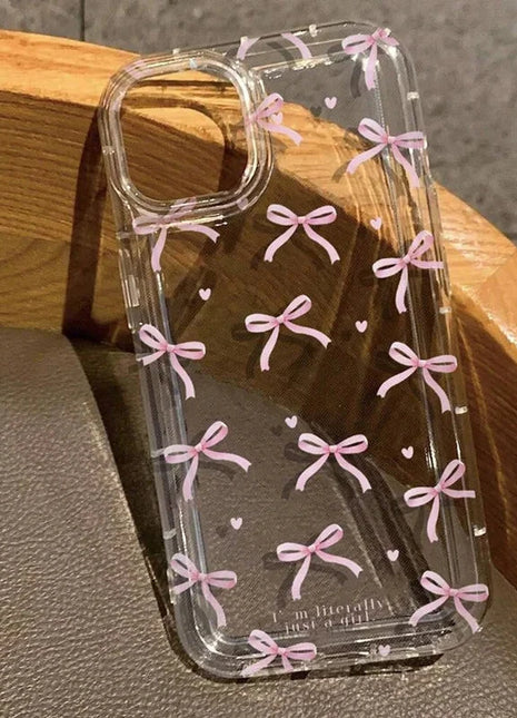 Cute Pink Heart Bow Case for IPhone 16 15 14 13 12 11 Pro Max 13 12Mini XS XR 7 8Plus SE 2022 Shockproof Soft Clear Cases Coque Shop5316012 Store