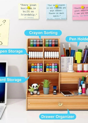 WoodCraft Desk Organizer with Drawer Six Seasons Store