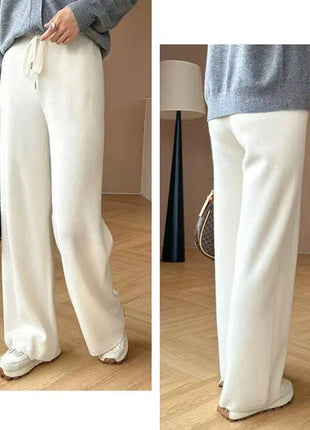 Bxoxo Autumn Casual Wide Leg Pants for Women High Waist Drawstring Soft Warm All Match Pants Korean Solid Simple Straight Trousers New Suli Store