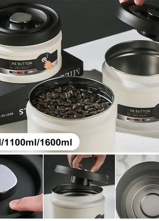Stainless Steel Vacuum Sealed Coffee Canister – Airtight Food Storage Stone's Store
