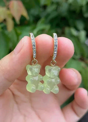 Cartoon Bear Pendant Zircon Earrings Niche Design All-Match Earrings Graceful and Fashionable Wholesale and Retail Shop1100214136 Store