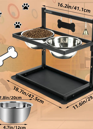 Adjustable Elevated Dog Bowl Raised Dog Bowl Rack for Large and Medium Dogs Dog Bowls Are Elevated with Two Dog Food Bowls Dropshipman