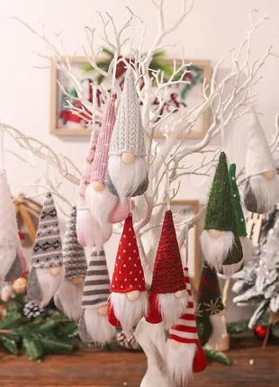 3pcs Christmas Gnomes Plush Santa Doll Knitted Fabric Xmas Tree Hanging Ornaments Gonk Dwarf Elf Decoration Gifts New Year