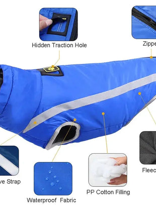 Waterproof Dog Clothes for Large Dogs Winter Warm Big Dog Jackets Padded Fleece Pet Coat Safety Reflective Design Dog Clothing Dropshipman