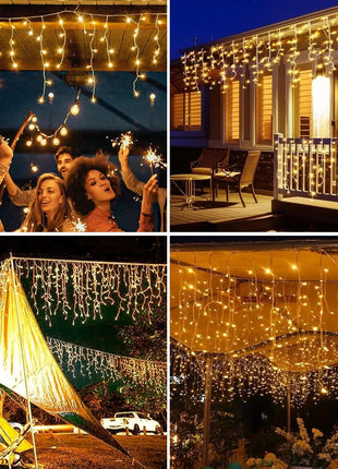 NEW 162/96LED Solar Icicle Outdoor Christmas Lights 8 Modes Waterproof Fairy Lights for Home Party Halloween Holiday Decoration OSIDEN Lighting Store