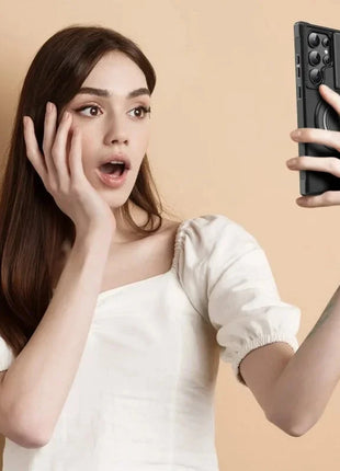 Case For Samsung Galaxy S25 S24 S23 S22 S21 Ultra Plus S24FE S23FE Slide Camera Protect Magnetic holder Armor Shockproof Cover XinYUyue Cases Store