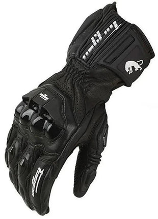 Leather Motorcycle Gloves Black White Red Racing Genuine Leather Motorbike Road Racing Team Glove Summer Winter Rider Gloves AHT Automobiles And Motorcycles Store