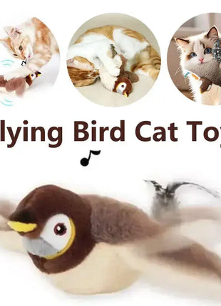 Flying Bird Cat Toy Interactive Cat Toys Rechargeable Chirping Flapping Bird(no Flying) Can Add Catnip Touch Activated Plush Toy Dropshipman