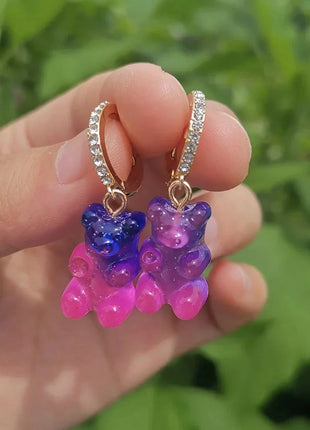 Cartoon Bear Pendant Zircon Earrings Niche Design All-Match Earrings Graceful and Fashionable Wholesale and Retail Shop1100214136 Store