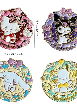 Enchanted and Colorful Badges Adorned with Hello Kitty | Kuromi | Pochacco | Cinnamoroll Hello Sanri Store