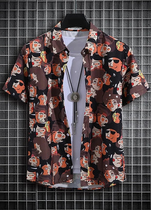 Stripe Men's Shirt Flower 3d Print Shirt Casual Short-sleeved Tops Beach Party Shirts Man Hawaiian Shirt Male Clothes Loose Super Shirt Store