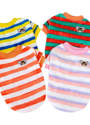 Soft Fleece Pet Clothes For Small Dogs Winter Warm Dog Vest Rainbow Striped Puppy Cats Clothing Chihuahua Poodle Shih Tzu Coats Dropshipman