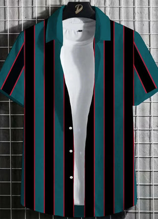 Stripe Men's Shirt Flower 3d Print Shirt Casual Short-sleeved Tops Beach Party Shirts Man Hawaiian Shirt Male Clothes Loose Super Shirt Store