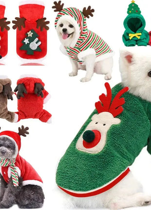 Dog Christmas Clothes Winter Warm Pet Clothes for Small Medium Dogs Elk Santa Claus Dog Cats Coat Hoodies Christmas Dogs Costume Dropshipman