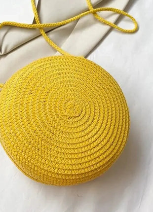 Minimalist Straw Bag Round Crossbody Purse Women Shoulder Vocation Style Handbag Yogodlns Official Store