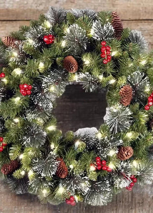 20-60cm LED Christmas Pinecone Wreath with Red Berries Artificial Xmas Wreath New Year Party DIY Decoration Add Christmas Vibe Shop1102906561MM1 Store