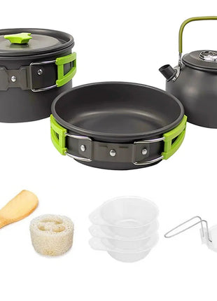 Camping Cooking Set - Outdoor Cookware & Picnic Tableware | Non-Stick Pots & Teapot Stone's Store