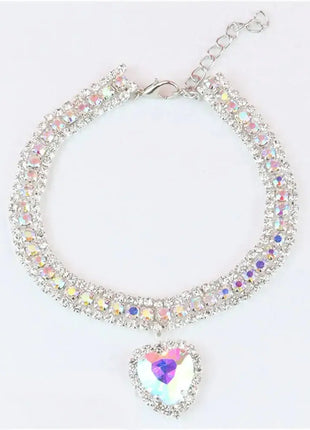 Cat Rhinestone Diamante Collar Necklace for Kitten Cute Bling Pet Accessories for Cat Puppy Doggy Crystal Pendant Diamond Collar Worldwide Pets Store