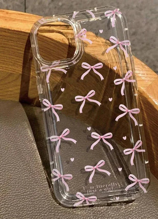 Cute Pink Heart Bow Case for IPhone 16 15 14 13 12 11 Pro Max 13 12Mini XS XR 7 8Plus SE 2022 Shockproof Soft Clear Cases Coque Shop5316012 Store
