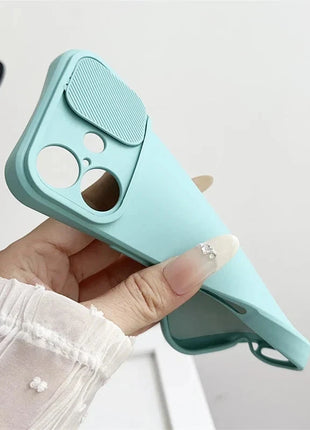 Slide Camera Lens Protection Soft Silicone Case For iPhone 16 15 14 Plus 13 12 11 Pro X XS XR Max 8 7 SE Shockproof Bumper Cover Balsam Digital Store