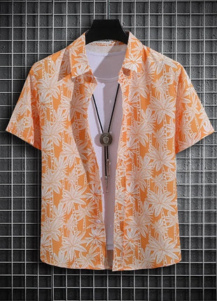 Stripe Men's Shirt Flower 3d Print Shirt Casual Short-sleeved Tops Beach Party Shirts Man Hawaiian Shirt Male Clothes Loose Super Shirt Store