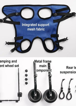 1Pcs Pet Wheelchair Cart Adjustable Pet Cat Dog Rehabilitation Walking Wheels Aids Mobility Assistance Light Pet Walk Tools Dropshipman