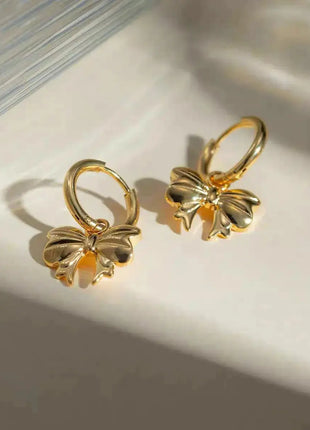 18K Gold-Plated Bow Earrings Queena Jewelry Store