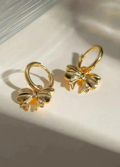 18K Gold-Plated Bow Earrings Queena Jewelry Store