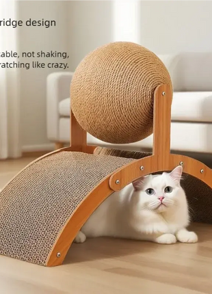 Wooden Cat Scratching Ball 2 In 1 Cat Scratcher Sisal Scratch Board Wear-Resistant Grinding Paw Toy Solid Wood Scraper for Cats Dropshipman