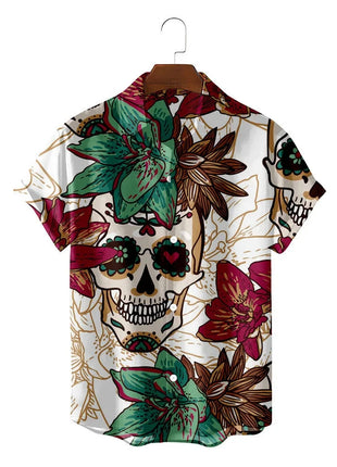 T.S.L. Summer Casual 3D Skull Men's Hawaiian Shirt Foxbrzks Store