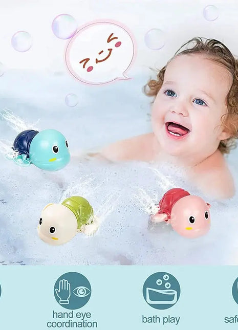 Baby Bath Toys Bathing Cute Swimming Turtle Whale Pool Beach Classic Chain Clockwork Water Toy For Kids Water Playing Toys QWZ Official Store