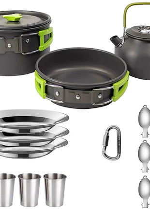 Camping Cooking Set - Outdoor Cookware & Picnic Tableware | Non-Stick Pots & Teapot Stone's Store