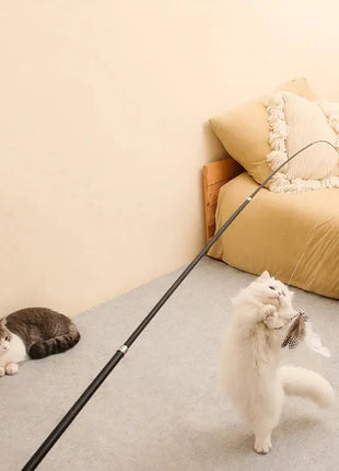 Extended telescopic cat stick 1.8m extra long fishing rod resistant to scratching feather cat toys to relieve boredom Dropshipman
