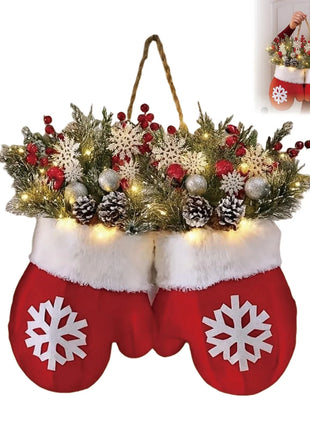 2025 Christmas Garland Creative Glove Shaped Simulated Flower Wreath Window Door Gate Decoration Door Sign Xmas Party Decoration 52Kitchen_CS Store
