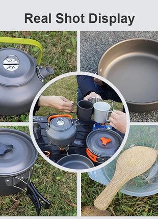 Camping Cooking Set - Outdoor Cookware & Picnic Tableware | Non-Stick Pots & Teapot Stone's Store