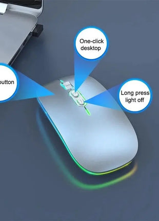 Dual Mode Bluetooth 2.4G Wireless Mouse One-Click Desktop Function Type-C Rechargeable Silent Backlight Mice for Laptop PC New Stone's Store