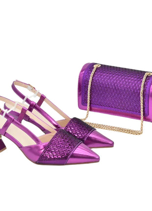 New Design Nigerian Wedding Matching Shoe and Bag Decorated with Rhinestone Wedding Shoes and Bags Set for Women Italian 2025 Italian trend store
