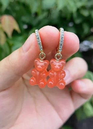 Cartoon Bear Pendant Zircon Earrings Niche Design All-Match Earrings Graceful and Fashionable Wholesale and Retail Shop1100214136 Store