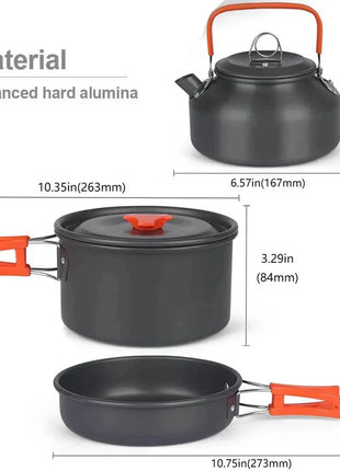 Camping Cooking Set - Outdoor Cookware & Picnic Tableware | Non-Stick Pots & Teapot Stone's Store